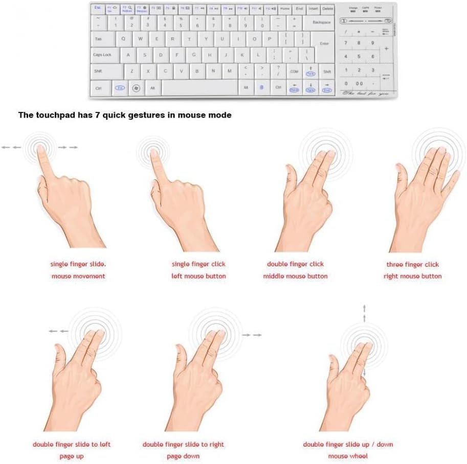 PBuddy Wireless Bluetooth Keyboard with 2 in 1 Touchpad Numeric Key & Mouse Comb