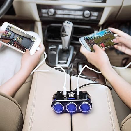 CAR Adaptador Mechero Triple Con USB
