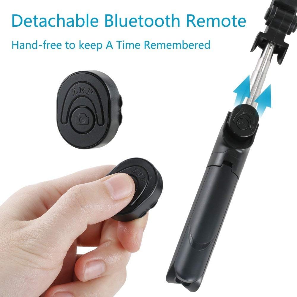 Pbuddy Wireless Selfie Stick, 360° Adjustable Remote Selfie Stick with Tripod Stand and Detachable Wireless Remote, Support Video Record, Extendable Monopod for iPhone 15 14 13 12, Galaxy Android Machines