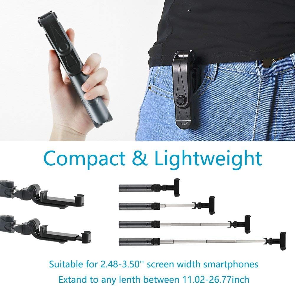 Pbuddy Wireless Selfie Stick, 360° Adjustable Remote Selfie Stick with Tripod Stand and Detachable Wireless Remote, Support Video Record, Extendable Monopod for iPhone 15 14 13 12, Galaxy Android Machines