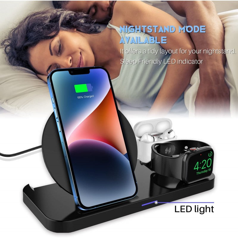 PBuddy 3 In 1 Qi-Certified Fast Wireless Charging Station