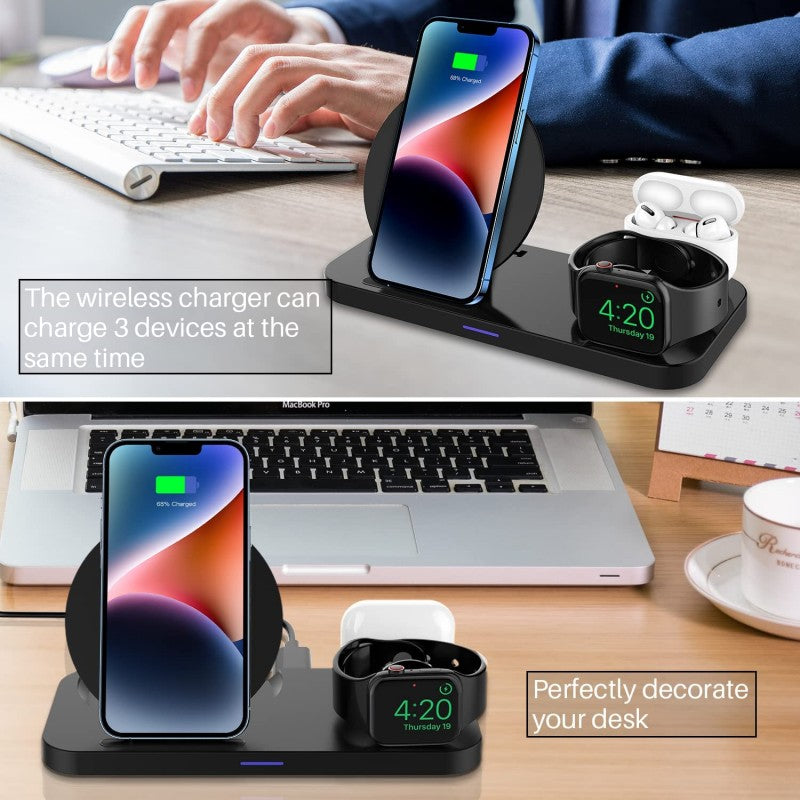 PBuddy 3 In 1 Qi-Certified Fast Wireless Charging Station