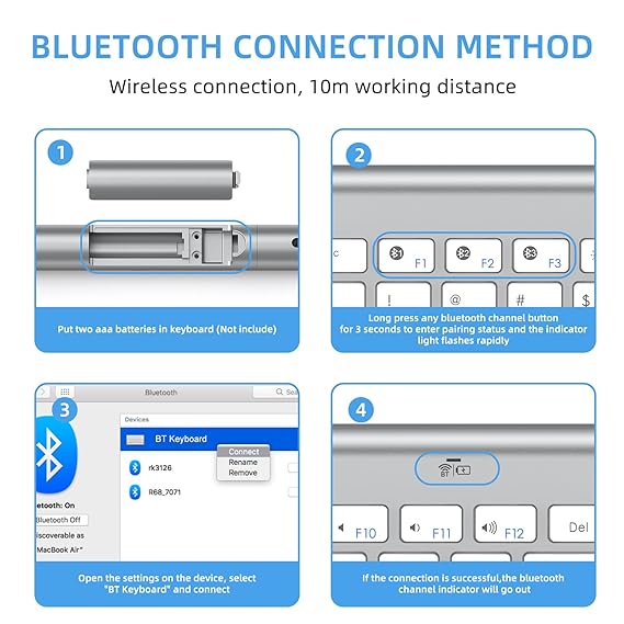 PBuddy Wireless Bluetooth Keyboard with 2 in 1 Touchpad Numeric Key & Mouse Comb