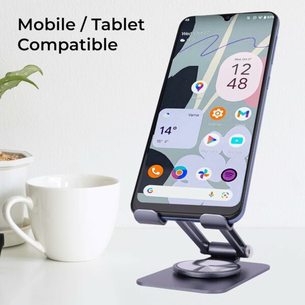 Pbuddy Aluminum Alloy Desk Mobile Phone Holder 360 Turntable Adjustable Table Cell Phone Stand