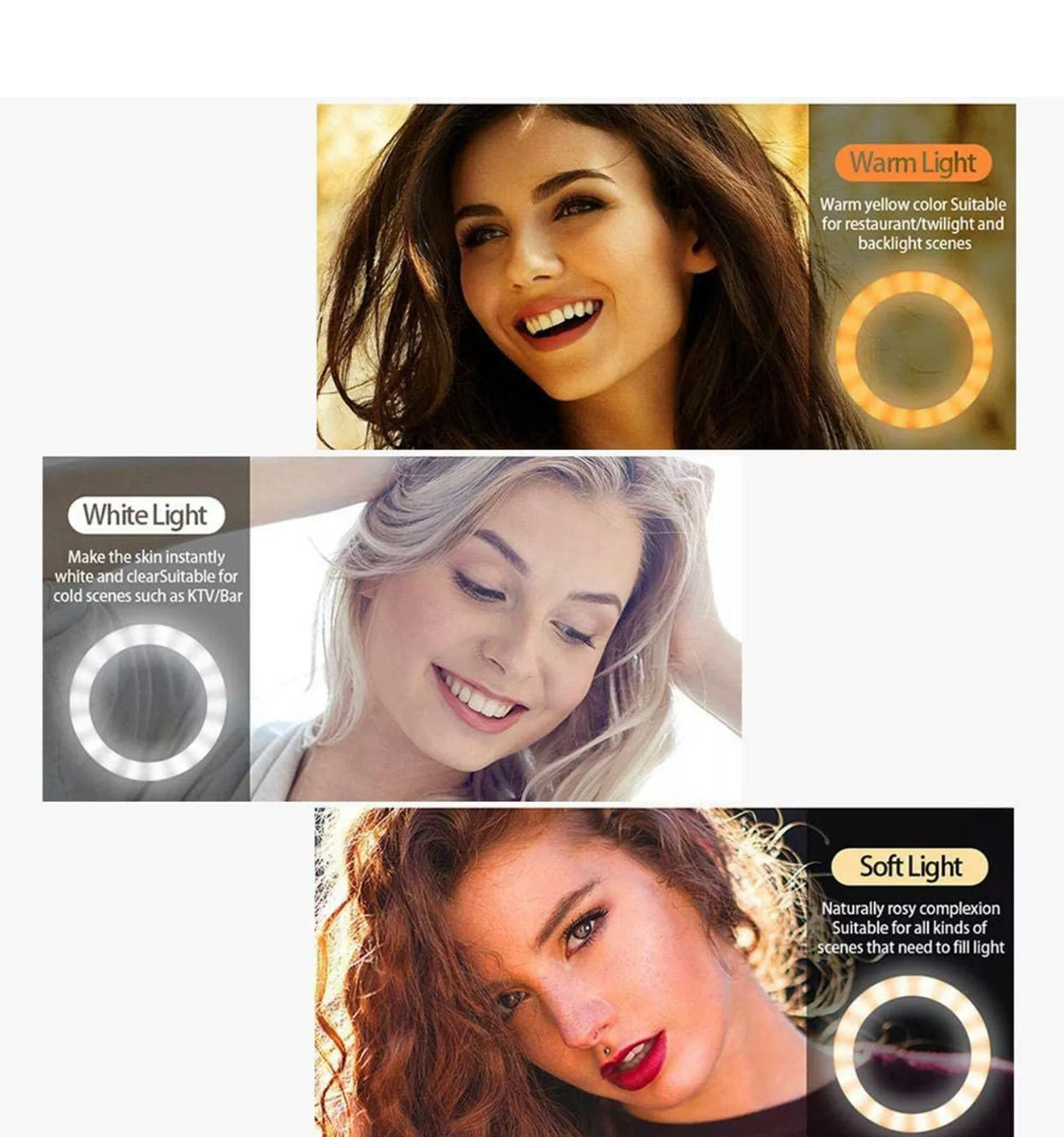 Selfie Ring Light, Desk Ring Light, 3-in-1 Design Combines Phone Holder, Selfie Ring Light and Mic Stand Together, Streaming Lights, LED Portable Desk Makeup Ring Light with Adjustable Control Wire