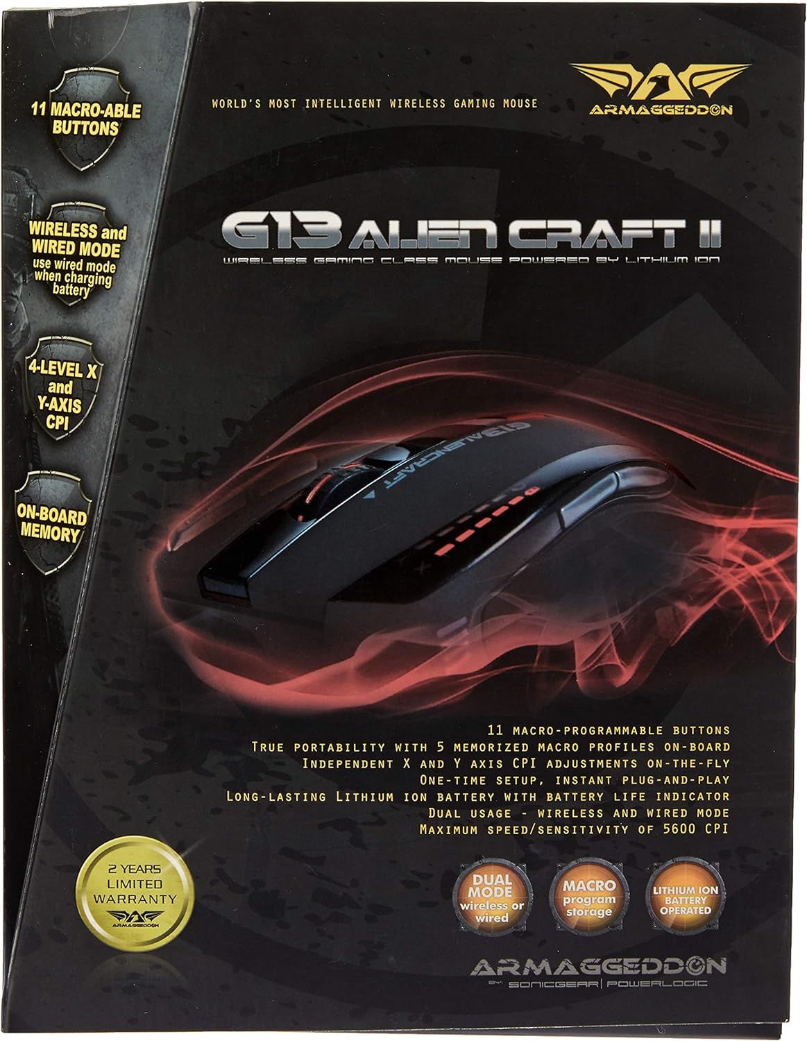 Armaggeddon A Mouse AlienCraft G13 2.4G Wireless Comet Red