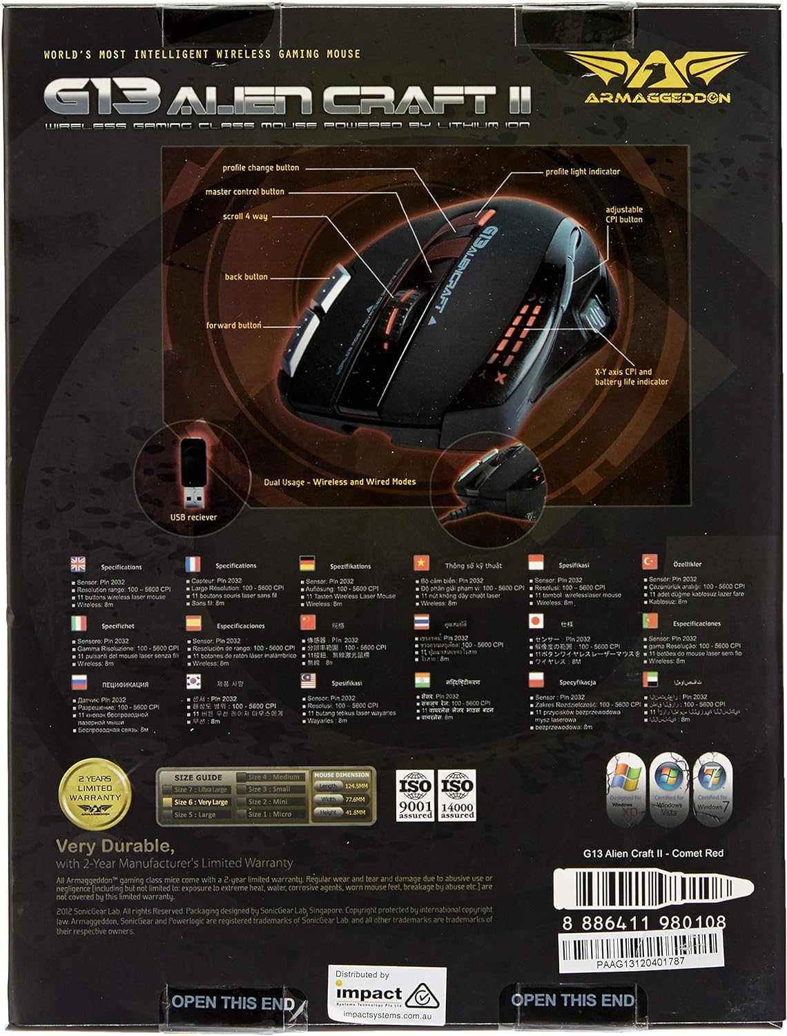 Armaggeddon A Mouse AlienCraft G13 2.4G Wireless Comet Red
