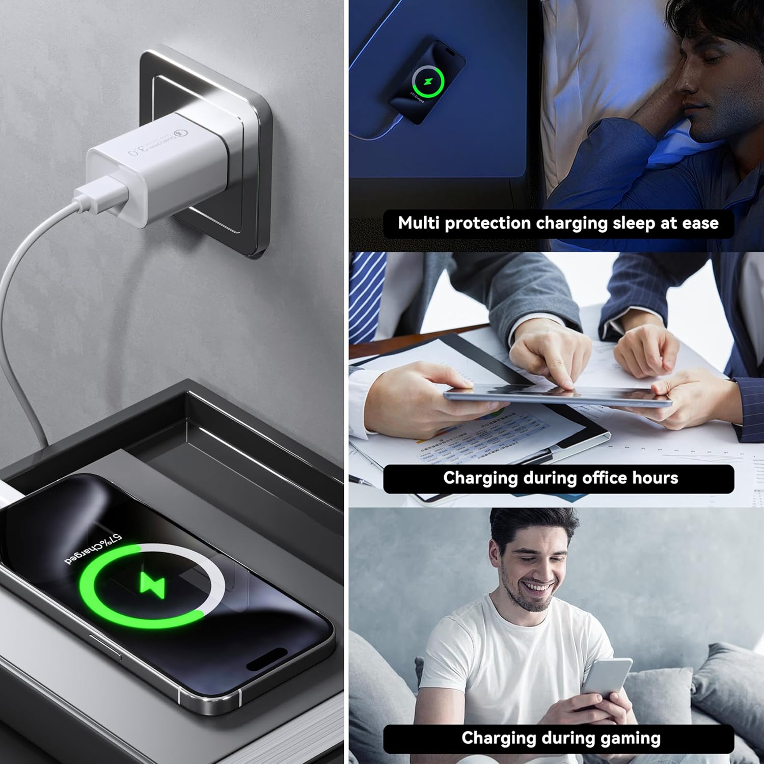 2 Unit Bundle Deal QUALCOMM 3.0 USB Charger, 18W Quick Fast USB Wall Charger AU Plug for Fast Charging Plugs Compatible Samsung Galaxy S20 S10 M31, iPhone, iPad (White)