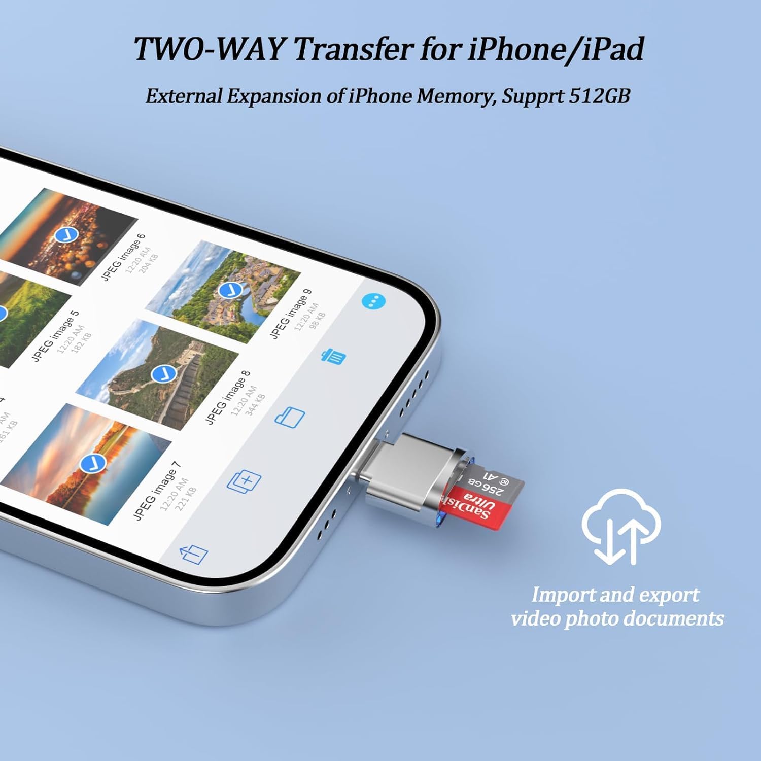 MFi Certified Lightning SD Card Reader for iPhone/iPad - Micro SD & TF Card Support, Compatible with iPhone 14/13/12/11/X Series
