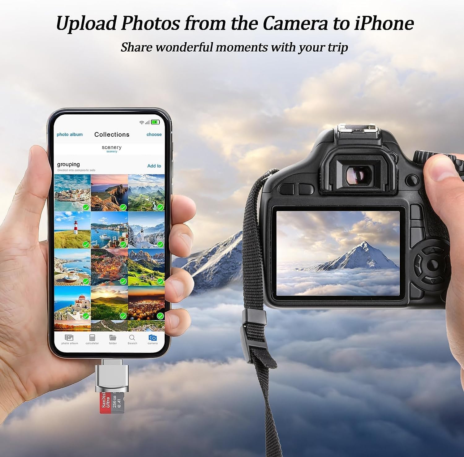 MFi Certified Lightning SD Card Reader for iPhone/iPad - Micro SD & TF Card Support, Compatible with iPhone 14/13/12/11/X Series