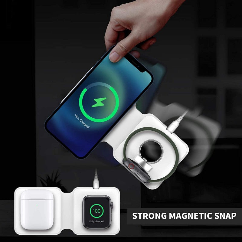 Magnetic Duo Wireless Charging Pad, Portable 2 In 1 Foldable Charging Dock Power Station Multiple Devices Wireless Charger