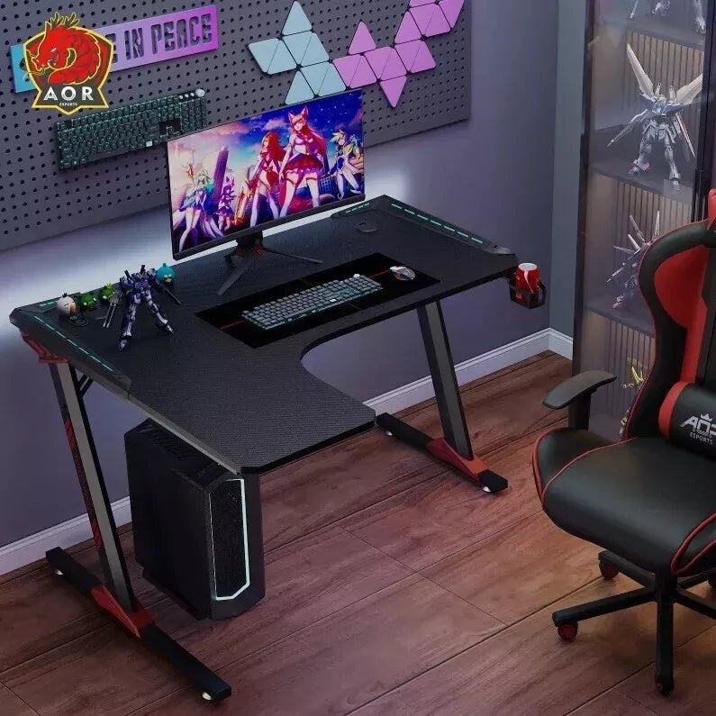 ModernE-SportsGamingandOfficeDeskwithCarbonFiberFinish