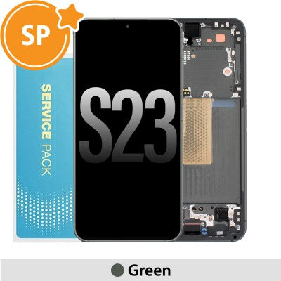 Tecguru-Samsung Galaxy S23 5G S911B OLED Screen Replacement Digitizer with Frame GH82-30480A (Service Pack)-Phantom Black