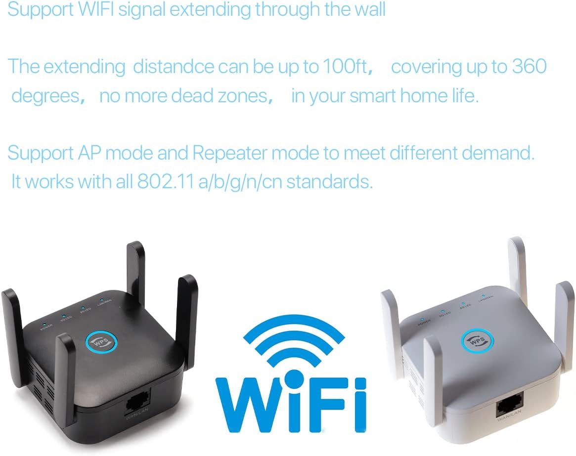 1200Mbps Dual Band WiFi Signal Booster – Wireless Range Extender (Black)