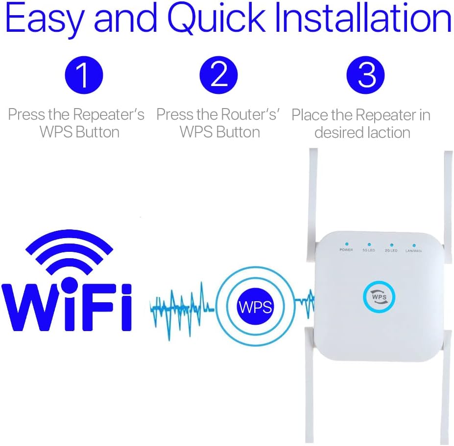 1200Mbps Dual Band WiFi Signal Booster – Wireless Range Extender (Black)