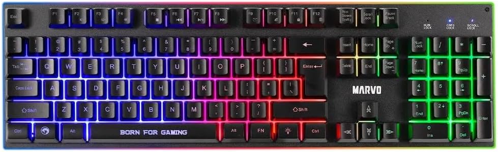 Marvo Scorpion 4- in- 1 Keyboard Combo 1 Set 104 Mouse Button Set Pad Keyboard Combo Wired Mouse for PC Computer Headset PC Keyboard 4-in-1 Gaming Mouse PC Gaming Keyboard