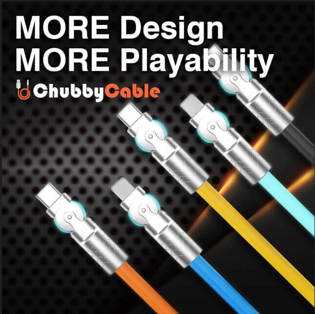 Pbuddy Zinc Alloy Silicone Chubby Charge Cable 180 Degrees Rotating 120W 6A 1m