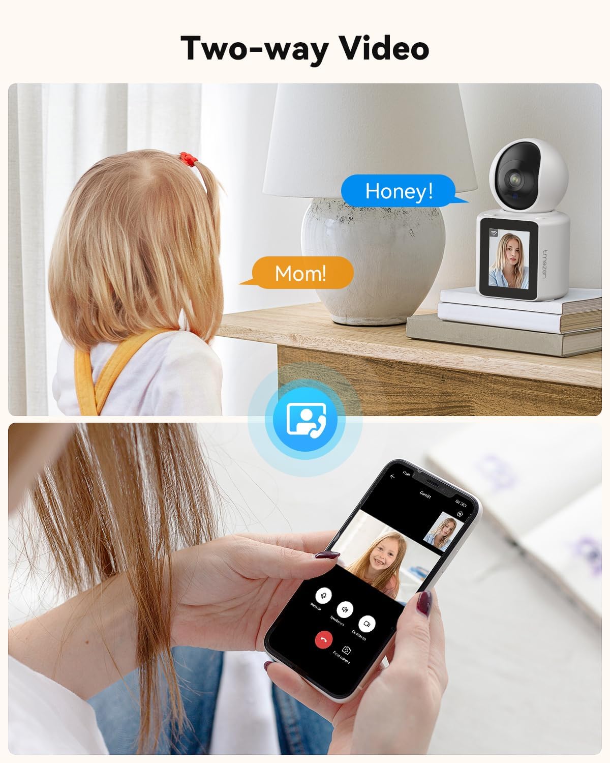 Tmezon Video Pet Dog Camera Wireless Security Camera Two-Way Video Camera with 2.8-inch 1080P Screen with Phone App(Im Cam) and Motion Detection,Baby/Elderly/Nanny Monitor Audio with Pan Tilt