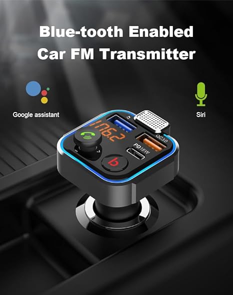 PBuddy Original Car FM Transmitter, Wireless Bluetooth 5.0 Radio Adapter Car Kit, PD3.0 Type C 20W+QC3.0 Car Fast Charger, Hands Free Calling, Bass Lossless Hi-Fi Sound Support U Disk