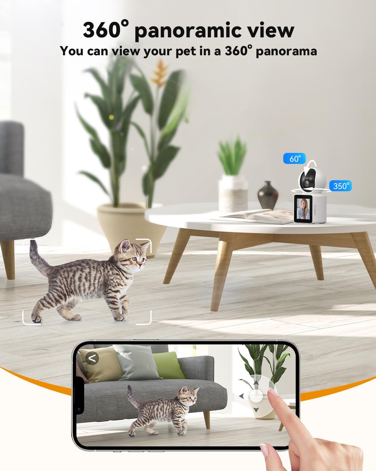 Tmezon Video Pet Dog Camera Wireless Security Camera Two-Way Video Camera with 2.8-inch 1080P Screen with Phone App(Im Cam) and Motion Detection,Baby/Elderly/Nanny Monitor Audio with Pan Tilt