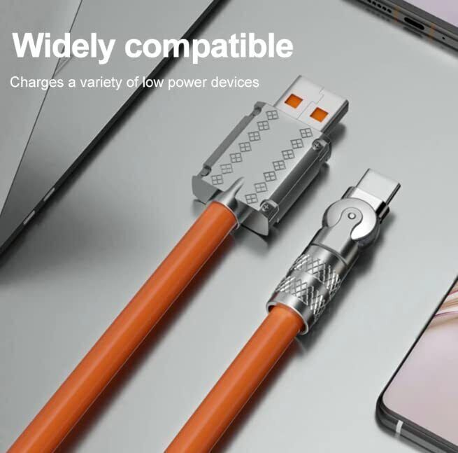 Pbuddy Zinc Alloy Silicone Chubby Charge Cable 180 Degrees Rotating 120W 6A 1m