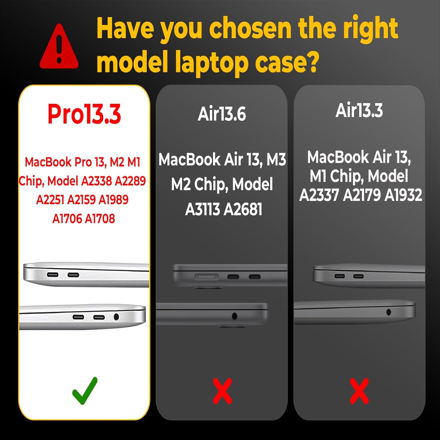 EooCoo Compatible with MacBook Pro 13 inch Case M2 2025 2024-2016 Release M1 A2338 A2289 A2251 A2159 A1989 A1706 A1708 Protective Hard Case with Keyboard Cover, Screen Protector - Crystal Clear