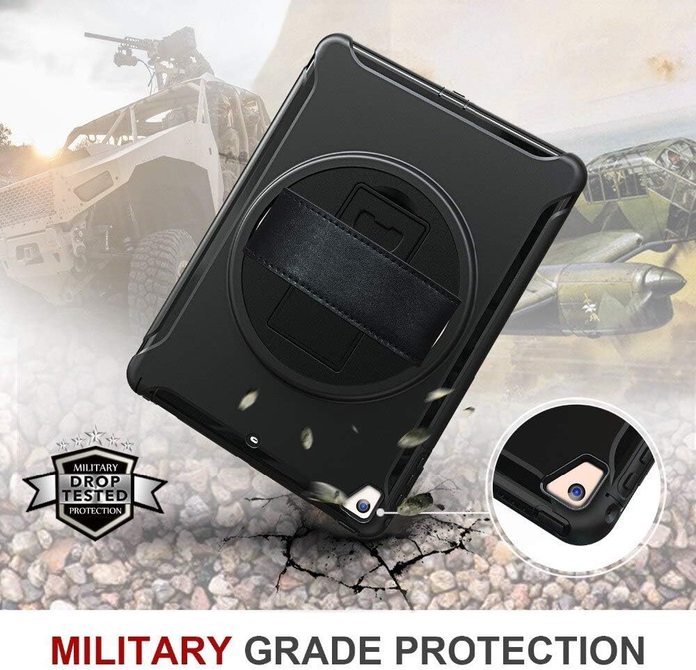 Rugged Heavy Duty Impact Resistant Full Body Protective Defender Back Cover Case with Kickstand for Apple iPad Pro 12.9 inch (Gen 3/4/5/6) Black