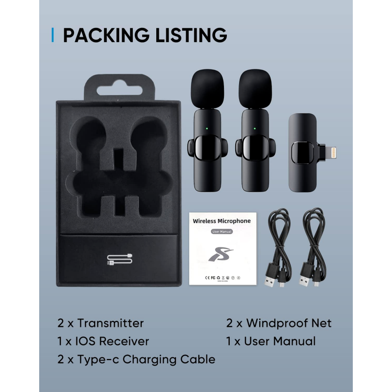 Twin Pack Lavalier TikTok YouTube video recoding Mic K11