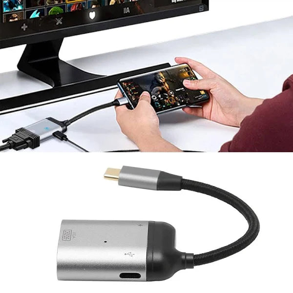 This Type C to VGA adapter will allow you to connect your Apple Macbook, Google Pixelbook, or any other Type C enabled laptop to your 1080p HDTV, projector or LCD TV. Perfect for travelling for business, or carrying around to a friends house to watch movi