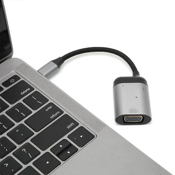 This Type C to VGA adapter will allow you to connect your Apple Macbook, Google Pixelbook, or any other Type C enabled laptop to your 1080p HDTV, projector or LCD TV. Perfect for travelling for business, or carrying around to a friends house to watch movi