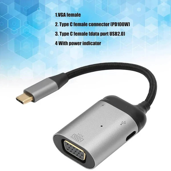 This Type C to VGA adapter will allow you to connect your Apple Macbook, Google Pixelbook, or any other Type C enabled laptop to your 1080p HDTV, projector or LCD TV. Perfect for travelling for business, or carrying around to a friends house to watch movi