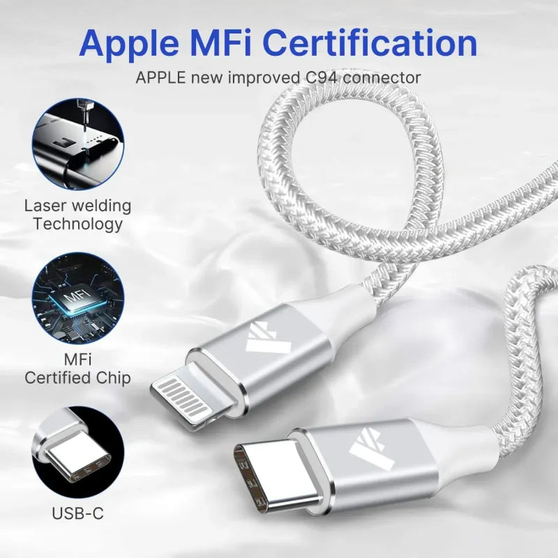 PBuddy USB C To Lightning Cable 27W 1M IPhone Charger Cable Apple MFi Certified Power USB-C IPhone Charger Cord Fast Charging For IPhone 14 13 12 11 Pro Max Mini XS XR X 8 7 Plus 6s SE, IPad