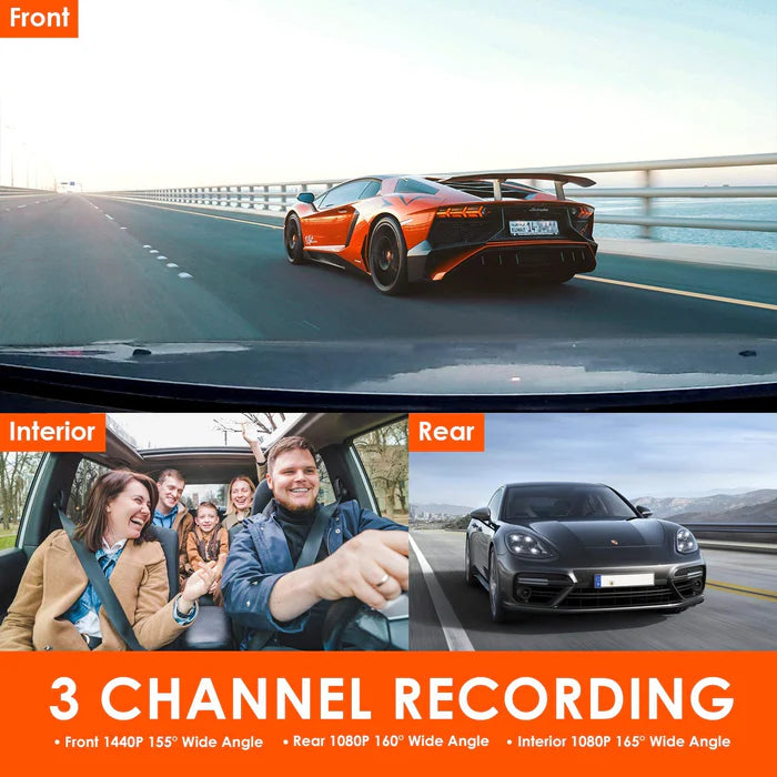 Vantrue On Dash n4 4K Dash Cam 3 Channel 1440P Front 1080P Rear IR Night Vision Parking Monitor Heat Resistance Support 256GB Max