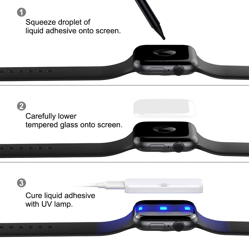 UV Liquid 3D Curved Tempered Glass Screen Protector for Apple Watch 38mm/42mm