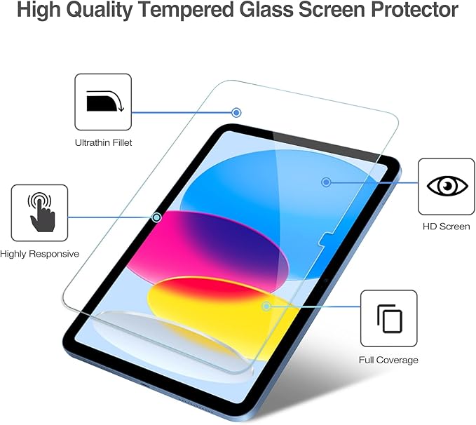 2 Pack - for Apple iPad (A16) 11-inch (2025) / 10.9-inch (2022) 9H Tempered Glass Screen Protector