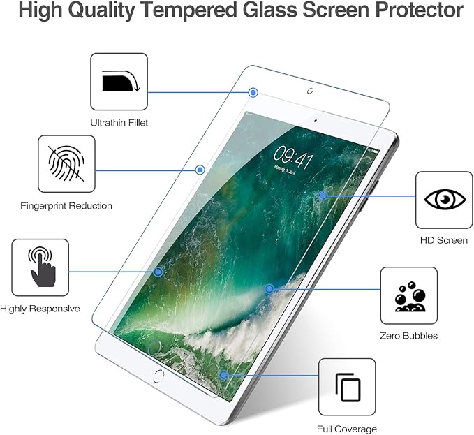 2Pack for iPad Pro 12.9 Gen (2015, 2016, 2017) 9H Tempered Glass Screen Protector.