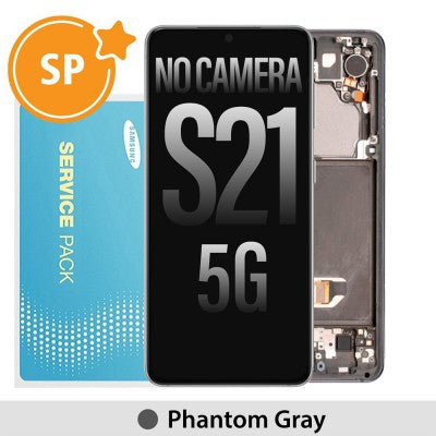 Tecguru_Samsung Galaxy S21 5G G991 OLED Screen Replacement Digitizer with Frame GH82-27255A/27256A (Service Pack)-Phantom Gray