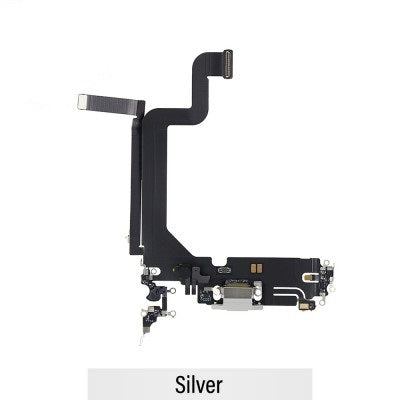 Red Charging Port for iPhone 14 Pro Max-Silver