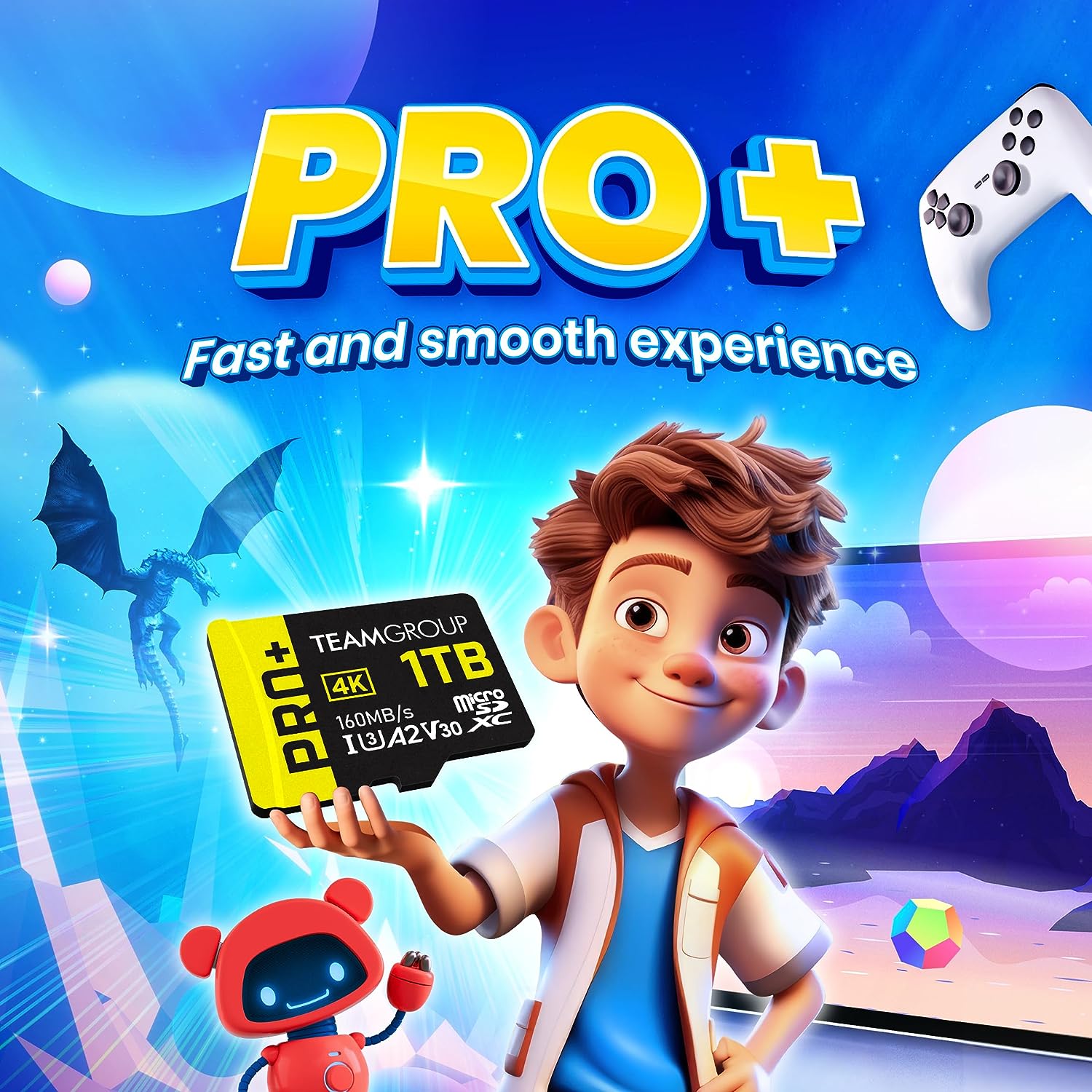 TEAMGROUP A2 Pro Plus Card 256GB Micro SDXC UHS-I U3 A2 V30, Read/Write up to 160/110 MB/s for Nintendo-Switch, Gaming Devices, Tablets, Smartphones, 4K Shooting, with Adapter TPPMSDX256GIA2V3003