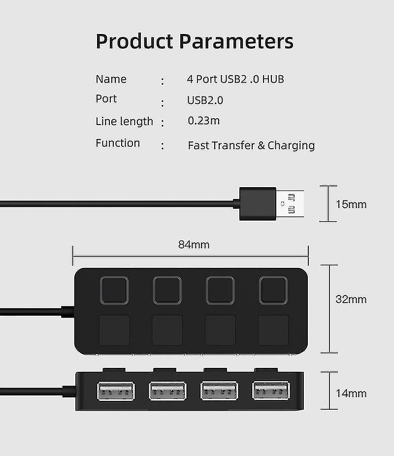 Pbuddy 4 Port USB-A Hub with Physical Security On/Off Switches