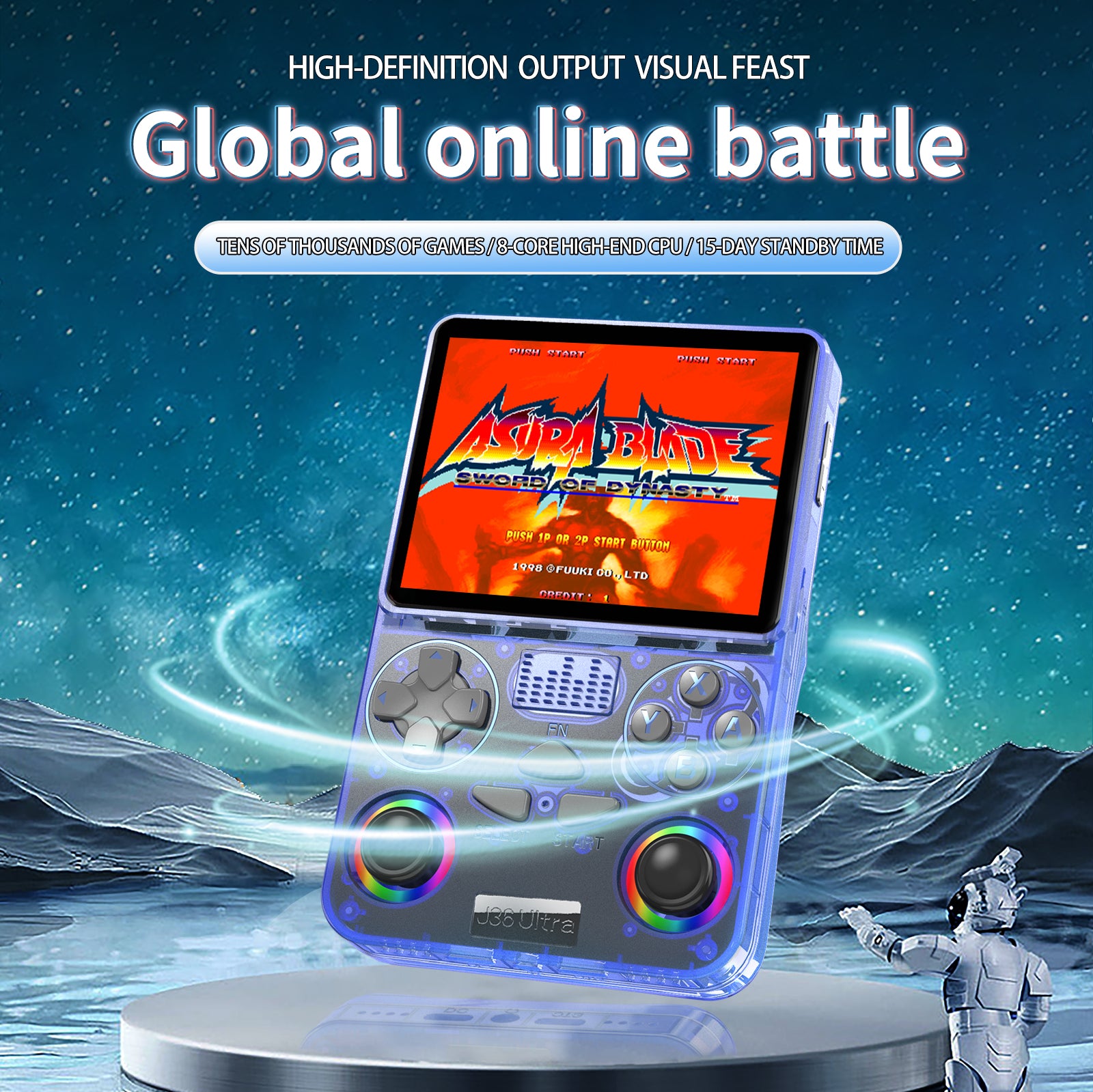J36 Dual-Player Retro Gaming Console with WiFi & Type-C – 15,000+ Games TF Card