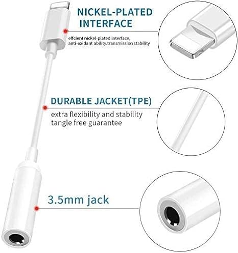 PBuddy iPhone Aux Adapter,Lightning to 3.5mm Headphone Jack Adapter,Aux iPhone Adapter for iPhone iPad,iPhone Aux,Lightning to Aux,Lightning Dongle Compatible with iPhone 14 13 12 11 Pro Max Mini Plus