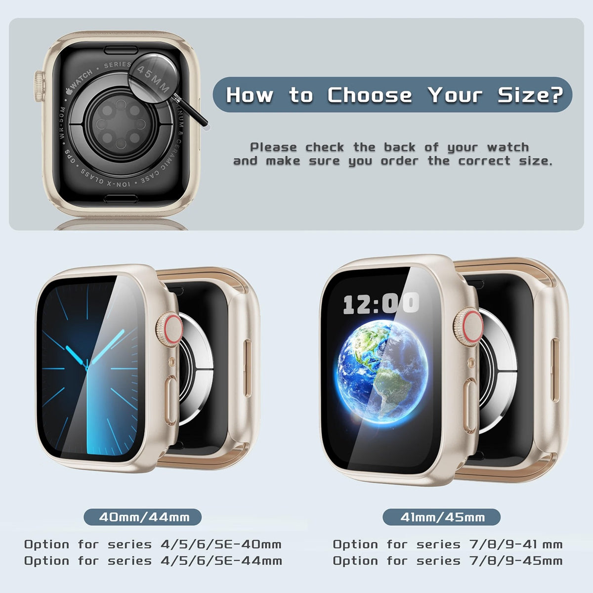 44mm Full Cover Protective Case with Screen Protector – Rose Gold