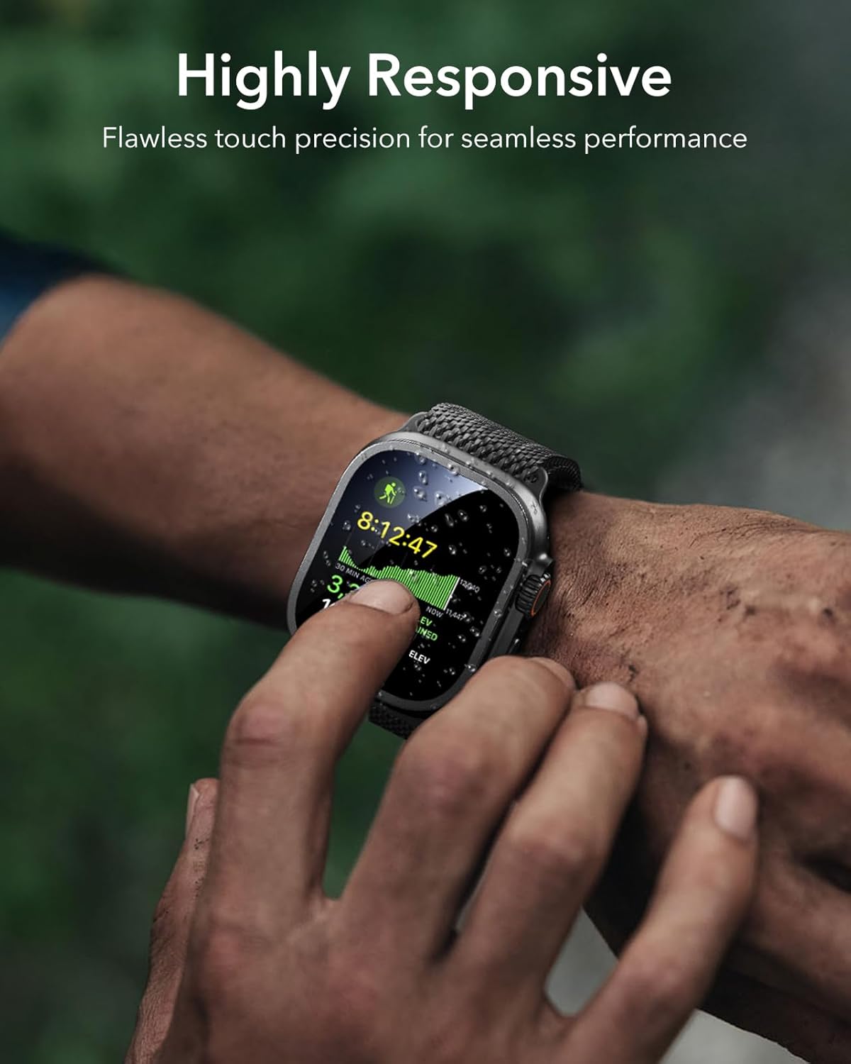 49mm Tempered Glass Screen Protector with Metal Black Frame – Smartwatch Protection