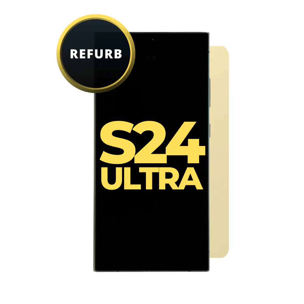 Samsung Galaxy S24 Ultra S928B REFURB OLED Screen Replacement-Titanium Yellow (SERVICE PACK SCREEN BUT REFURBISH FRAME ASSEMBLED BY CRAZY)