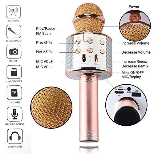 Pbuddy Wireless Bluetooth Karaoke Microphone,4 in 1 Wireless Portable Handheld Mic Karaoke Machine for Christmas Home Birthday Party, Professional Karaoke Mic Speaker