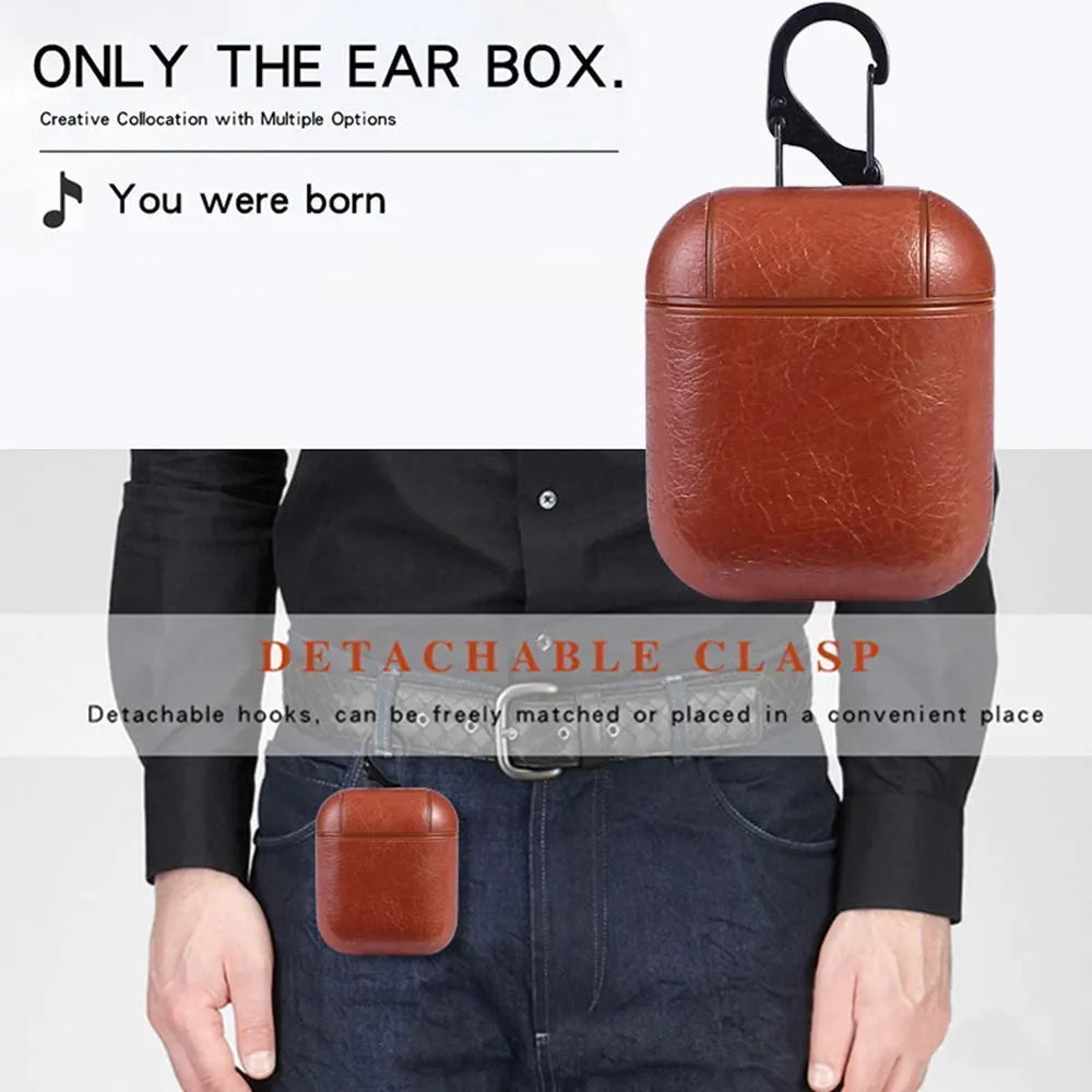 AirPods Case Cover Leather Case Cover For AirPods PU Leather Portable Protective Shockproof Cover For Apple AirPods 2 & 1
