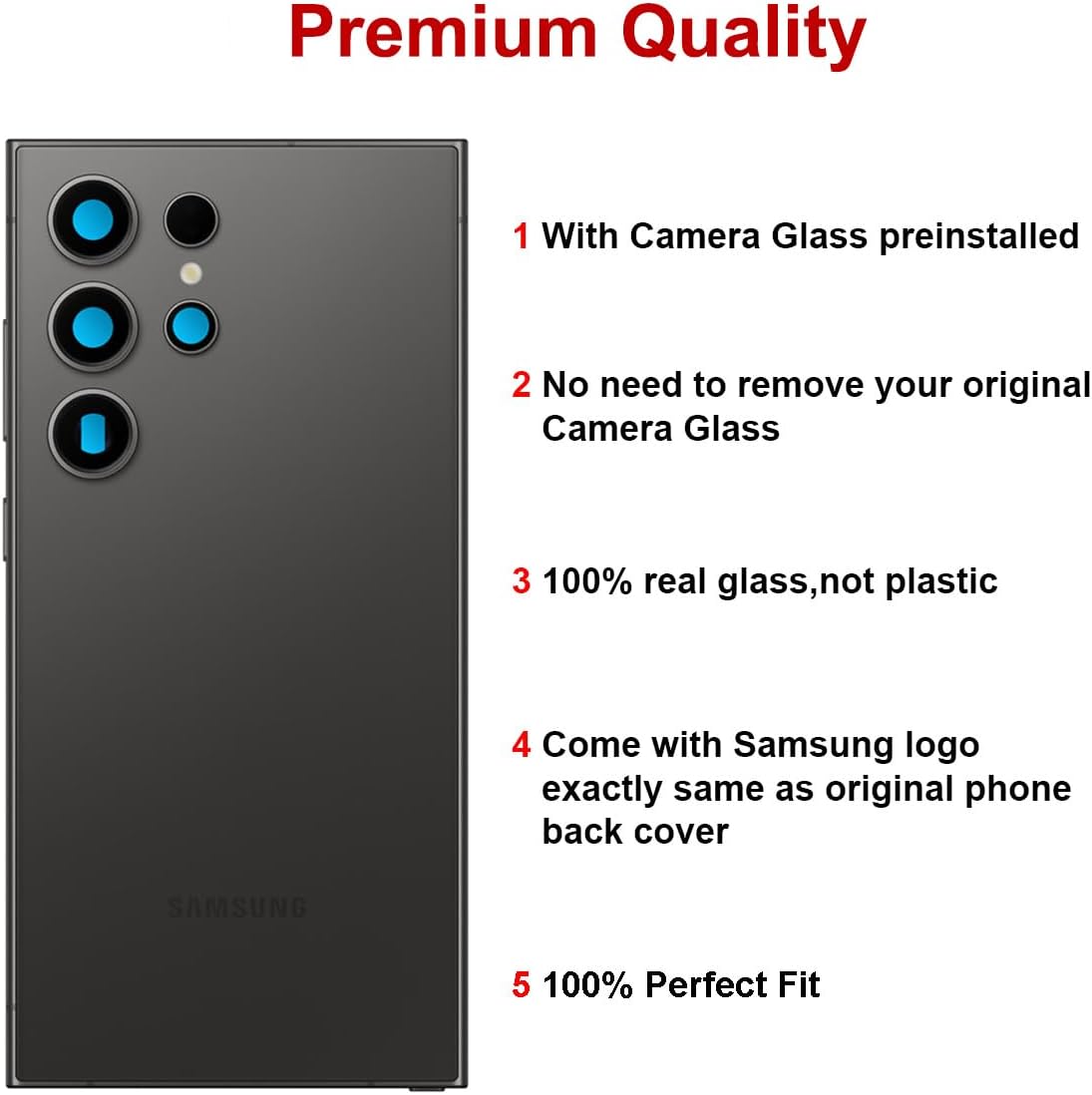Red Rear Cover Glass For Samsung Galaxy S24 Ultra-Titanium Gray