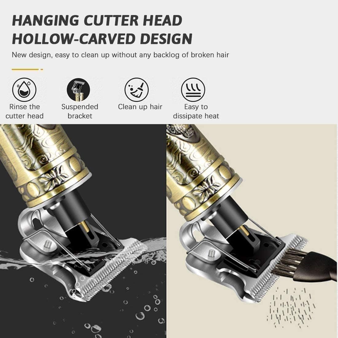Pbuddy Multifunctional Clippers Shaving and Barber Professional Barber Manganese Steel Blade Push Shear Barber Small Steel Gun (Copper 1)