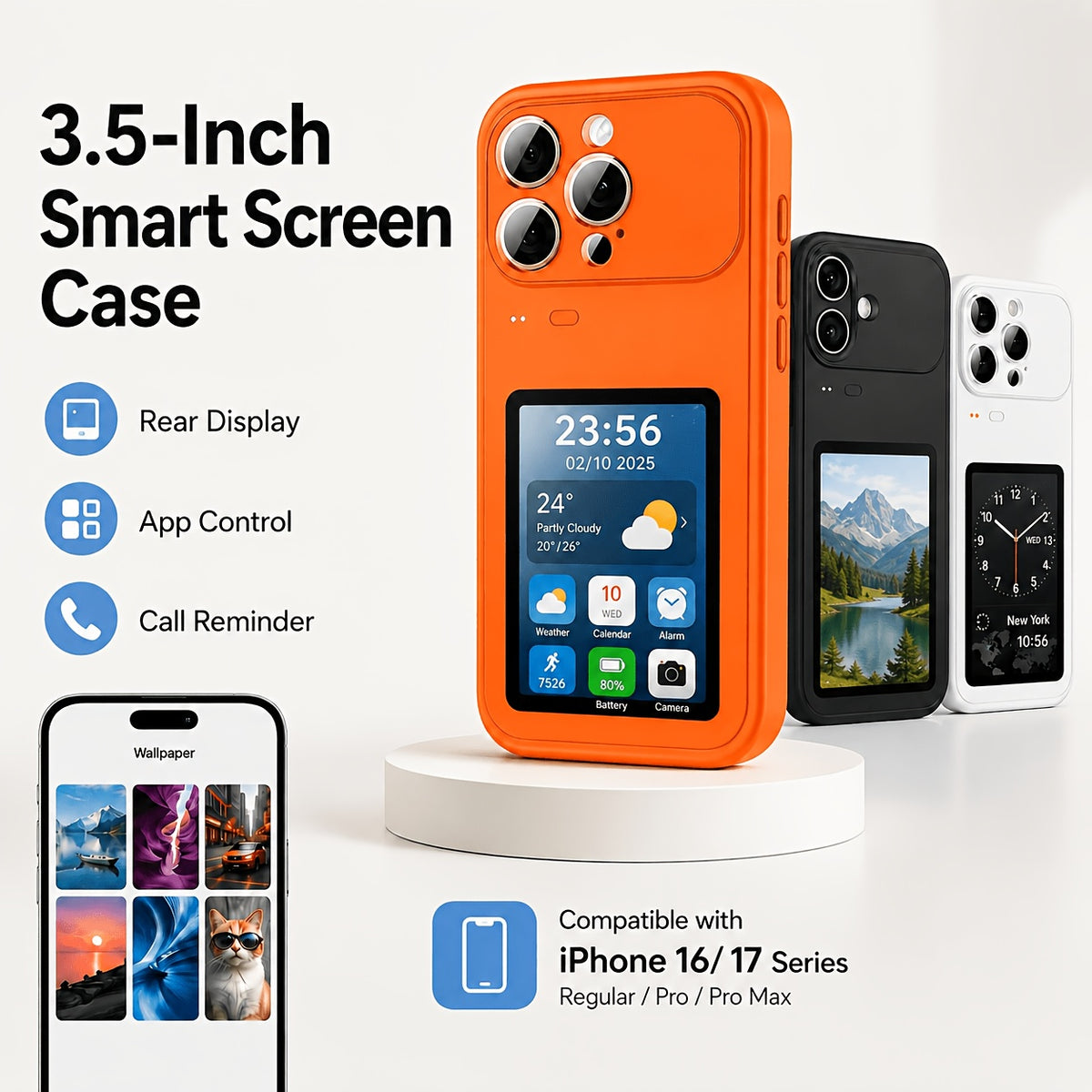 Bluetooth Smart Display iPhone Case for iPhone 17 Pro Max – AI Screen Projection Multifunctional Phone Case